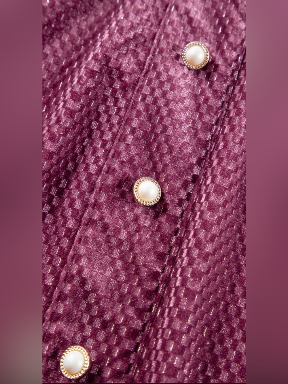 Fall Winter Textured Velvet Tiered Button V Neck Mini
Dress - Picture 5 of 9